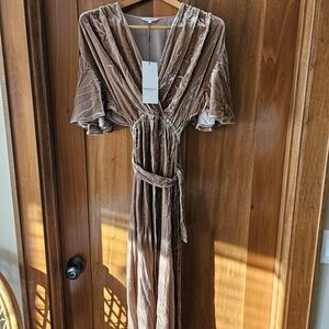 Emerson Fry Luxurious Brown Velvet Maxi Dress